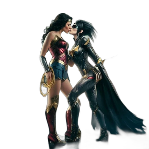 comic book art, concept art, fantasy art, two, women, one, red, blue transparent PNG cut-out