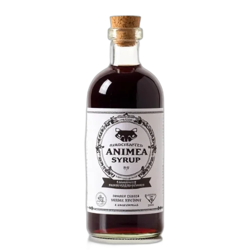 bottle, animal, black, elderberry, syrup, white, label, featuring transparent PNG cut-out