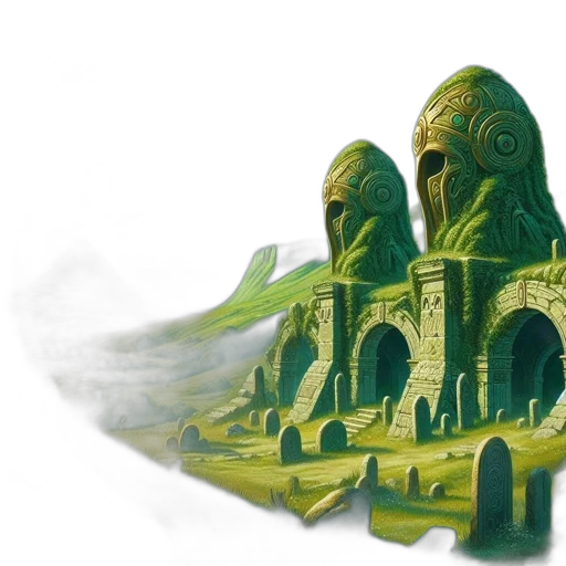 concept art, fantasy art, watercolor, 3d render, fog, underwater, forest, green transparent PNG cut-out