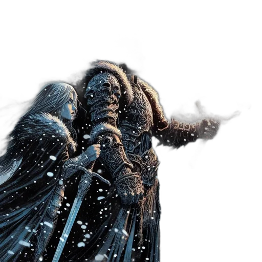 dragon, sword, creature, hair, concept art, fantasy art, 3d render, comic book art transparent PNG cut-out