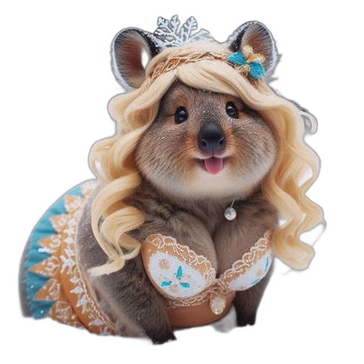 animal, dress, crown, hat, photorealistic, 3d render, concept art, fantasy art transparent PNG cut-out