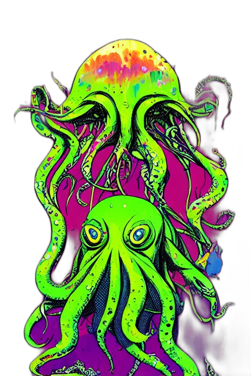 creature, mask, hair, staff transparent PNG cut-out