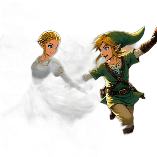 concept art, fantasy art, 3d render, pixel art, snow, fog, two, characters transparent PNG cut-out