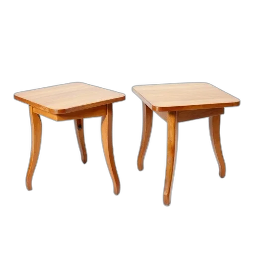 furniture, 3d render, pair, vintage, wooden, tables, light, brown transparent PNG cut-out