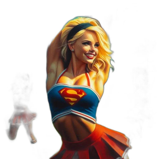 dress, comic book art, concept art, pixel art, fantasy art, three, cheerleaders, including transparent PNG cut-out