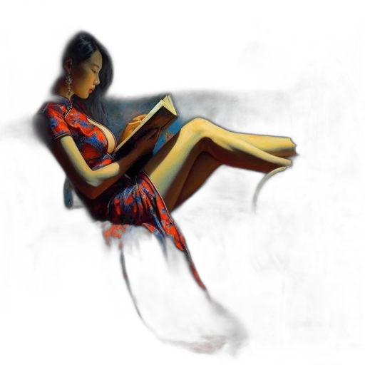 dress, shoes, oil painting, photorealistic, concept art, comic book art, neon lights, woman transparent PNG cut-out
