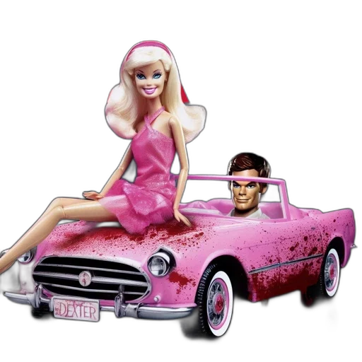car, 3d render, cartoon, concept art, photorealistic, two, dolls, imitating transparent PNG cut-out