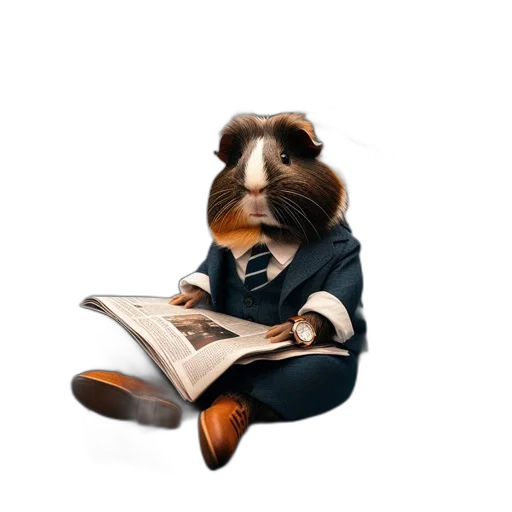 staff, animal, jacket, concept art, cartoon, 3d render, photorealistic, guinea transparent PNG cut-out