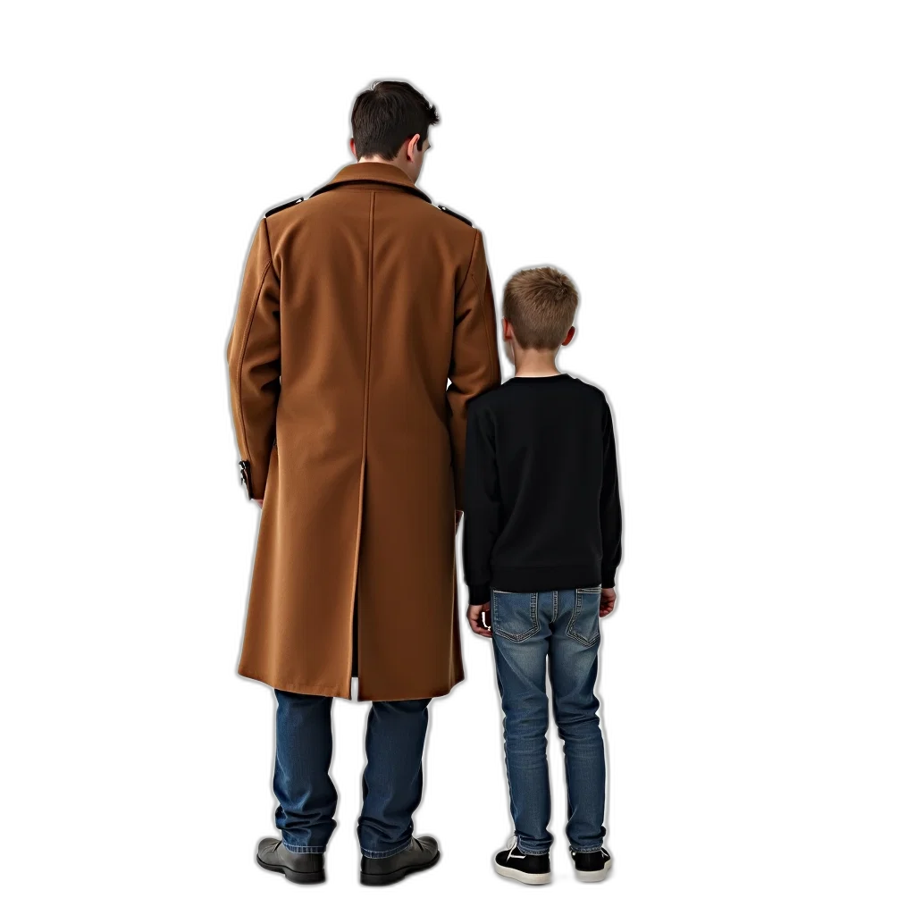 jacket, staff, concept art, 3d render, dark, man, dressed, brown transparent PNG cut-out
