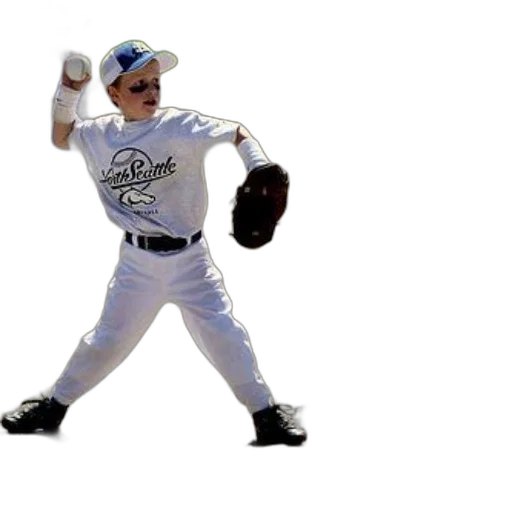 young, baseball, player, white, uniform, south, seattle, written transparent PNG cut-out