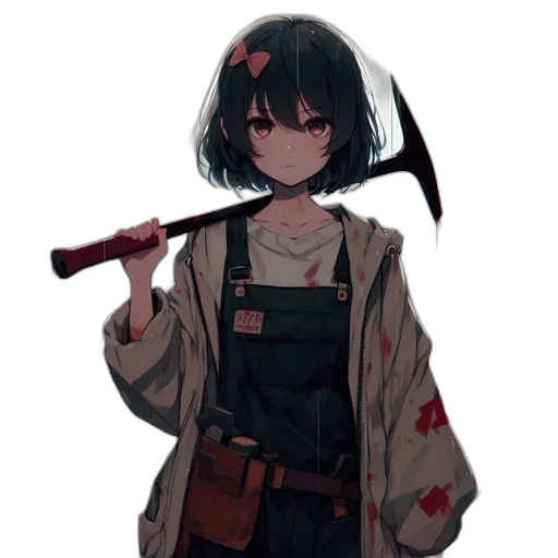 weapon, staff, sword, jacket, anime, pixel art, concept art, fantasy art transparent PNG cut-out