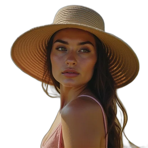 hat, face, jewelry, crown, photorealistic, oil painting, 3d render, beach transparent PNG cut-out