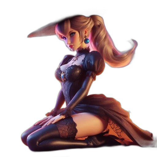 dress, hat, crown, robot, concept art, 3d render, fantasy art, pixel art transparent PNG cut-out