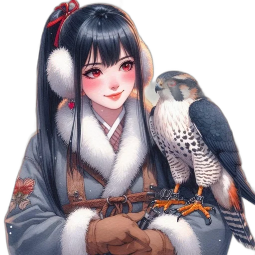 animal, staff, jewelry, fantasy art, oil painting, anime, photorealistic, snow transparent PNG cut-out