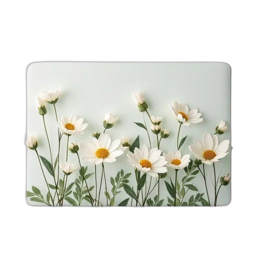 flower, photorealistic, laptop, floral, pattern, cover, featuring, white transparent PNG cut-out