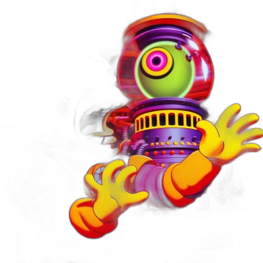 robot, creature, staff, animal, 3d render, concept art, photorealistic, outer space transparent PNG cut-out