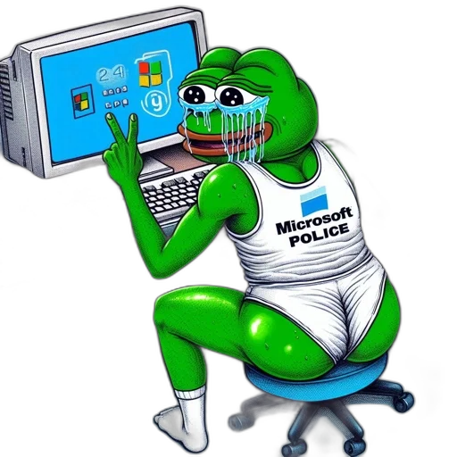 robot, weapon, vaporwave, frog-like, character, wearing, microsoft, police transparent PNG cut-out
