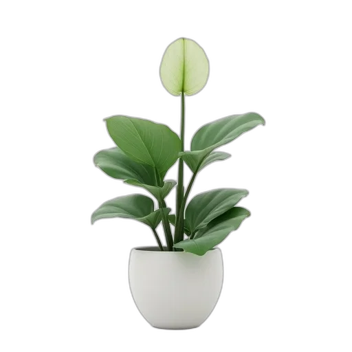 flower, crown, 3d render, photorealistic, green, spathio, plant, pot transparent PNG cut-out