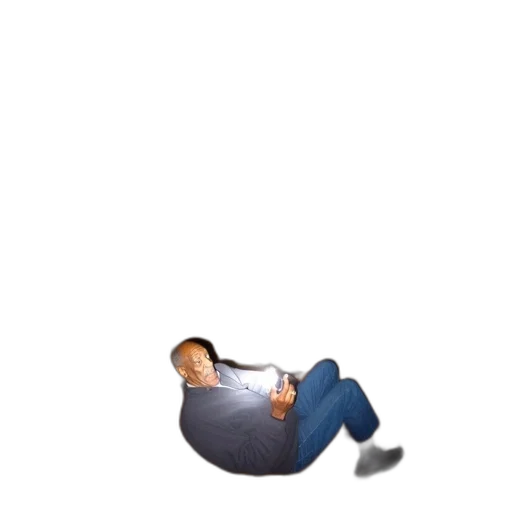 shoes, furniture, pixel art, man, holds, flashlight, illuminating, levitating transparent PNG cut-out