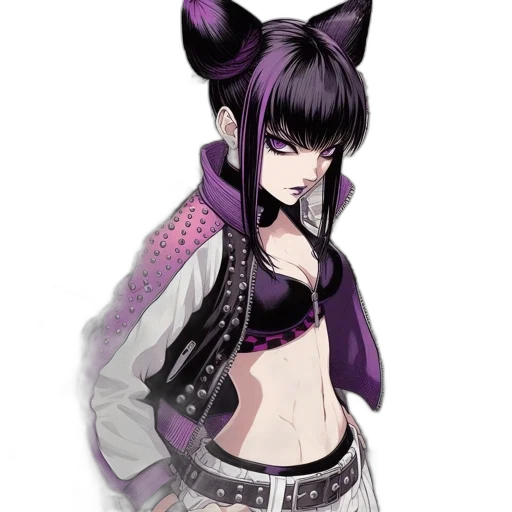 jacket, staff, animal, cyberpunk, concept art, pixel art, anime, monochrome transparent PNG cut-out
