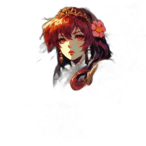 crown, flower, face, staff, pixel art, fantasy art, concept art, anime transparent PNG cut-out