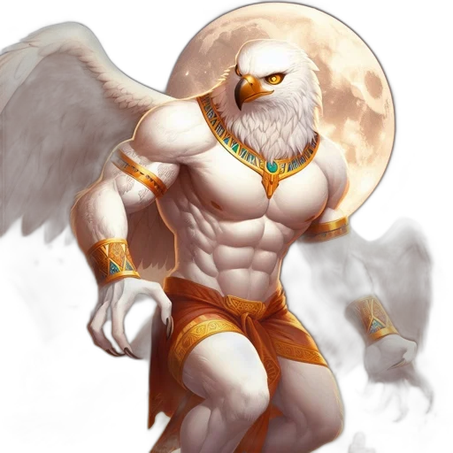 fantasy art, concept art, comic book art, pixel art, golden, anthropomorphic, eagle, adornments transparent PNG cut-out