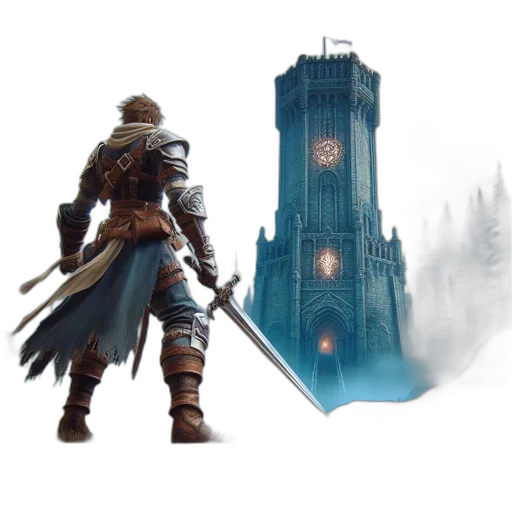sword, weapon, staff, concept art, fantasy art, pixel art, 3d render, fog transparent PNG cut-out