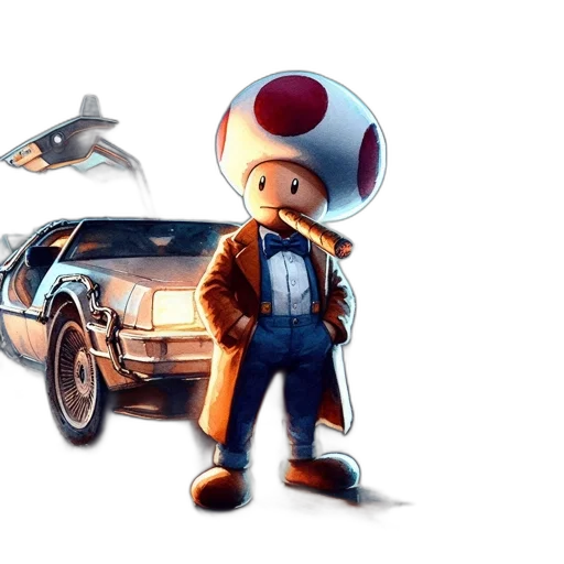 car, robot, concept art, pixel art, 3d render, comic book art, outer space, mario transparent PNG cut-out