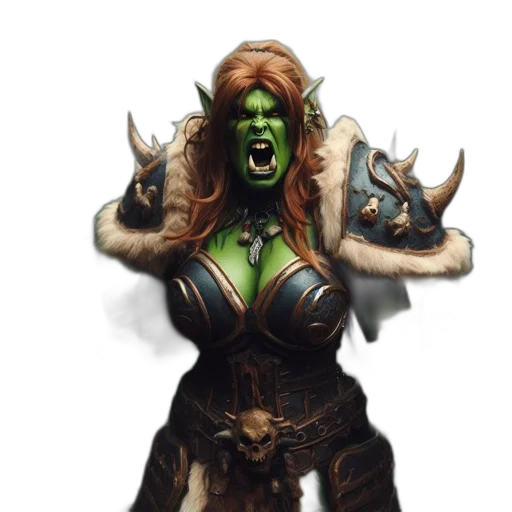 fantasy art, concept art, comic book art, 3d render, green, orcish, figure, wearing transparent PNG cut-out