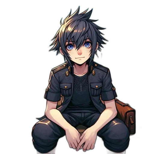 staff, face, jacket, creature, pixel art, anime, concept art, cartoon transparent PNG cut-out