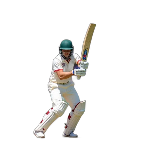 3d render, cricket, match, progress, batsman, center, wearing, green transparent PNG cut-out