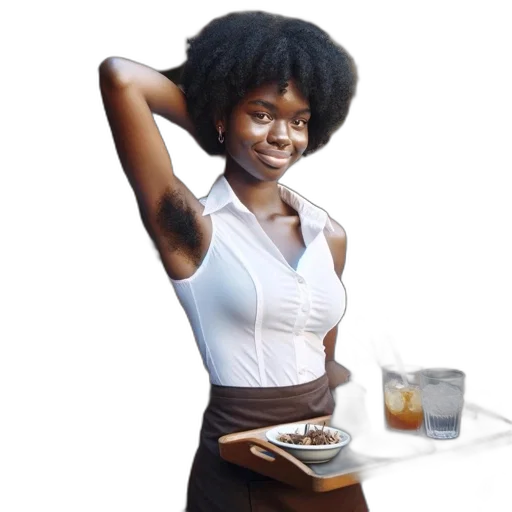 jewelry, photorealistic, concept art, comic book art, 3d render, young, woman, afro transparent PNG cut-out