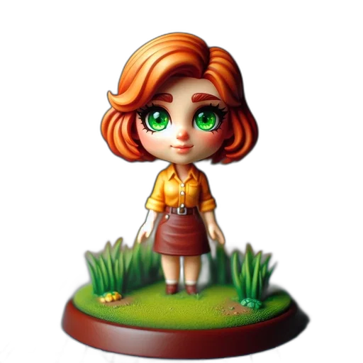 3d render, concept art, fantasy art, pixel art, detailed, figurine, young, girl transparent PNG cut-out