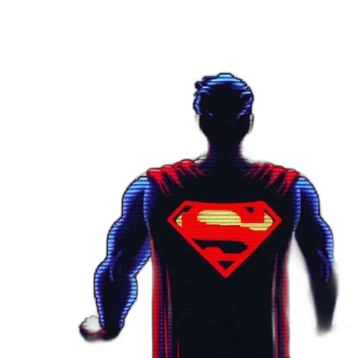 comic book art, pixel art, concept art, 3d render, pixelated, view, superman, standing transparent PNG cut-out