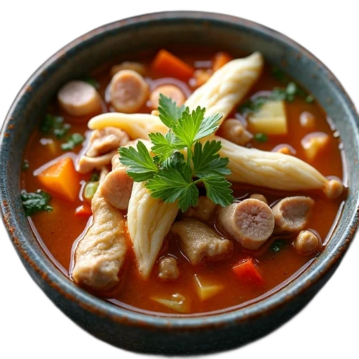 food, animal, photorealistic, bowl, soup, variety, ingredients, including transparent PNG cut-out