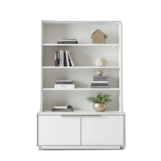 furniture, staff, 3d render, monochrome, earth tones, white, modern, bookshelf transparent PNG cut-out
