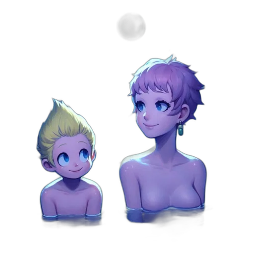 crown, concept art, pixel art, fantasy art, anime, underwater, outer space, blue transparent PNG cut-out
