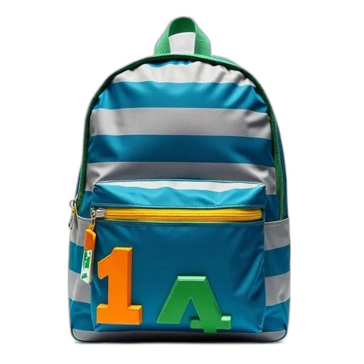 jacket, 3d render, blue, grey, striped, backpack, green, trim transparent PNG cut-out