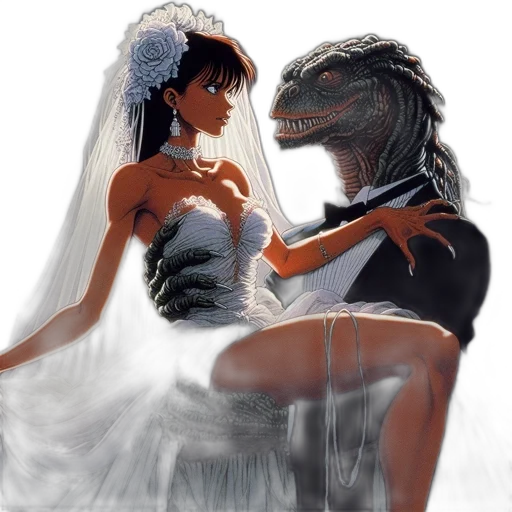 dragon, dress, concept art, fantasy art, comic book art, photorealistic, fire, outer space transparent PNG cut-out