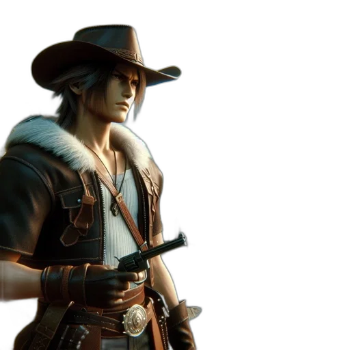 hat, weapon, jacket, staff, concept art, 3d render, photorealistic, fantasy art transparent PNG cut-out