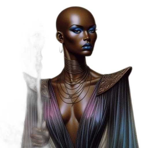jewelry, dress, face, concept art, fantasy art, photorealistic, comic book art, dark transparent PNG cut-out