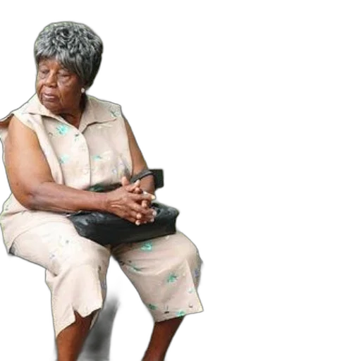 furniture, staff, elderly, woman, floral, dress, sits, green transparent PNG cut-out