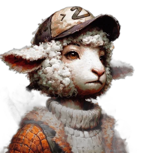 hat, face, animal, creature, fantasy art, concept art, photorealistic, 3d render transparent PNG cut-out