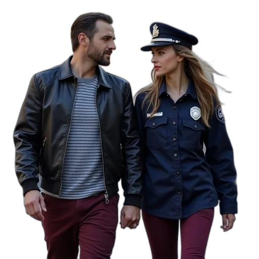 jacket, city street, man, woman, walking, down, busy, street transparent PNG cut-out