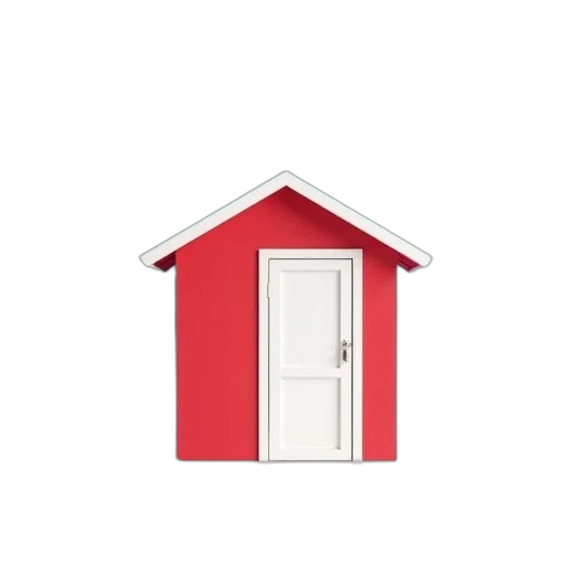 building, furniture, 3d render, concept art, red, small, white, shed transparent PNG cut-out