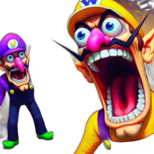 3d render, concept art, two, animated, wario, characters, one, upright transparent PNG cut-out