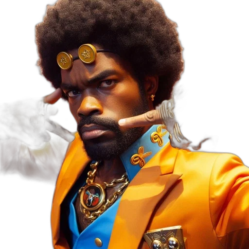 staff, face, jacket, crown, concept art, fantasy art, photorealistic, comic book art transparent PNG cut-out