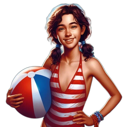 cartoon, photorealistic, comic book art, pixel art, young, woman, red, white transparent PNG cut-out