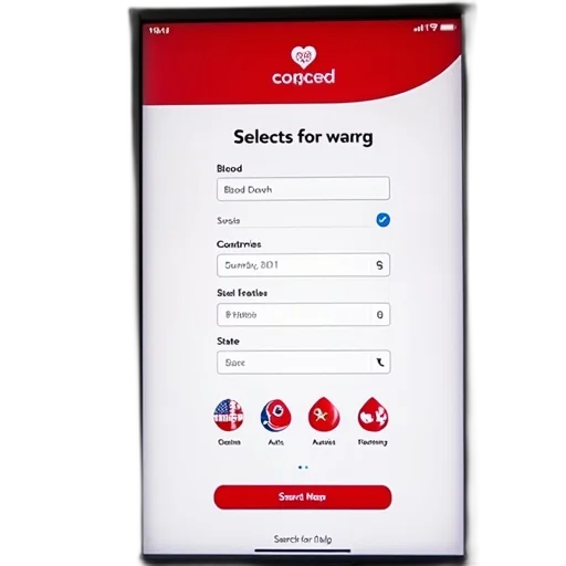 digital, screen, displaying, search, form, blood, donors, includes transparent PNG cut-out