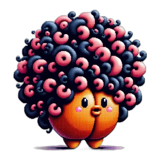 hair, creature, animal, staff, pixel art, concept art, 3d render, cartoon transparent PNG cut-out
